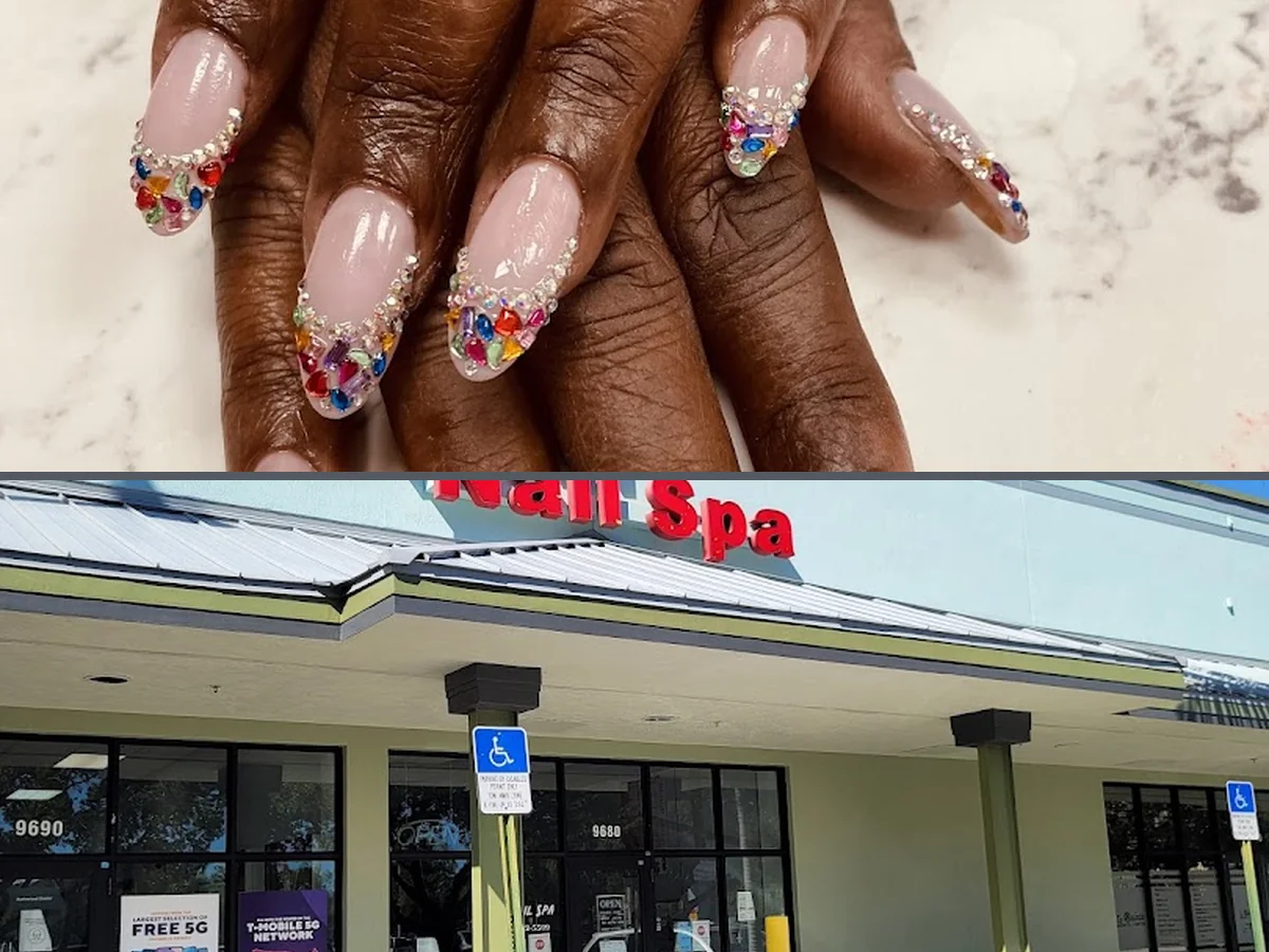 Beauty salon interior with nail stations